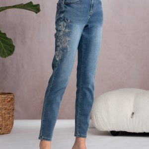 ALISON SHERI A46288 - STONEWASH EMBELLISHED JEANS
