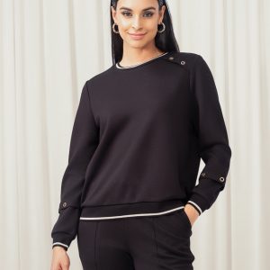 ELENA WANG EW35202 - SUPERSOFT BLACK LOUNGE WEAR TOP