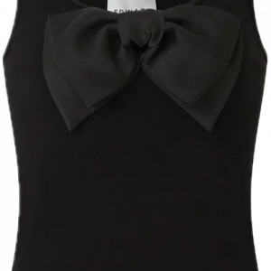 Edward Achour - Knitted Black Top With Detachable Bow