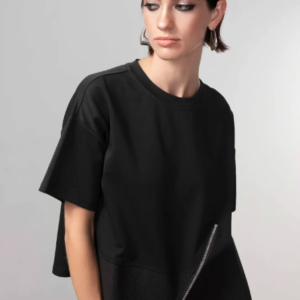 HAAKŌ - H1011 - BLACK SHORT SLEEVE STOP WITH ZIP DETAIL