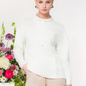 ELENA WANG WHITE PULLOVER WITH POCKET DETAIL