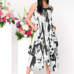 Elena Wang Black and White  High/Low Dress