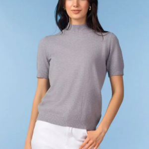 ALISON SHERI YRE702 SILVER TURTLE NECK SHORT SLEEVED JUMPER