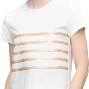 UCHUU - CS25-303 - Cream Short Sleeve Top with Pink Stripe