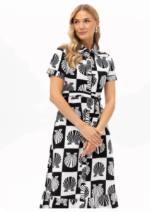 PASSIONI BLACK & CREAM PRINT DRESS