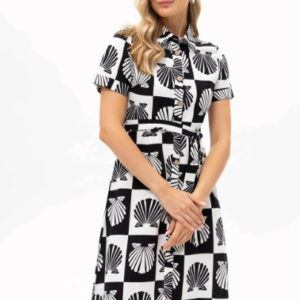 PASSIONI BLACK & CREAM PRINT DRESS